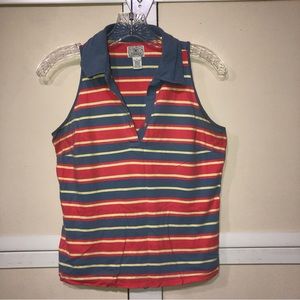 #1270 Lucky brand Collared sleeveless striped shirt Large